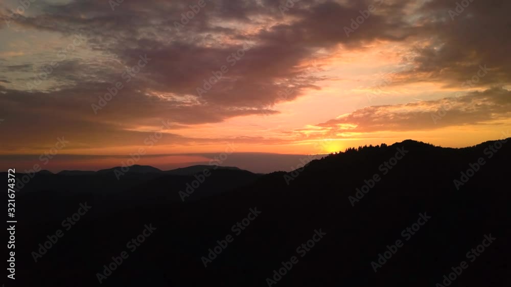 Beautiful sunset filmed from above with drone. Nice contrast of the sky and mountains. Beautiful sunset filmed from above with drone. Nice contrast of the sky and mountains.