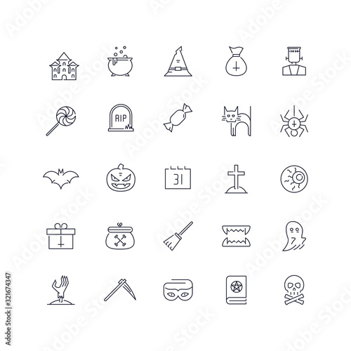 Line icons set. Halloween pack. Vector batch