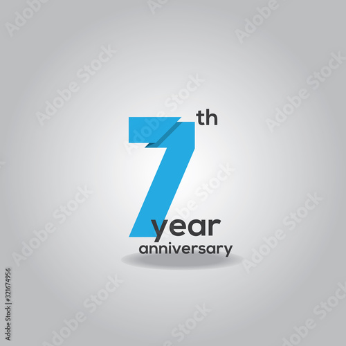 7 Years Anniversary Celebration Blue and White Vector Template Design Illustration