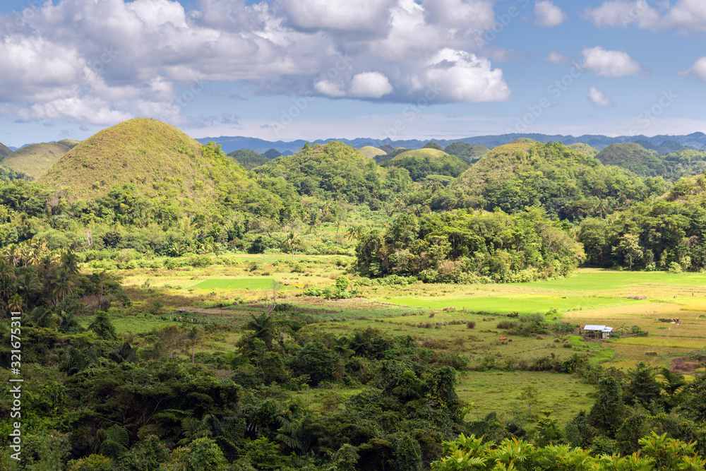Landscape of Chocolate Hills, Bohol's most famous tourist attraction, Philippines