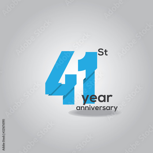 41 Years Anniversary Celebration Blue and White Vector Template Design Illustration