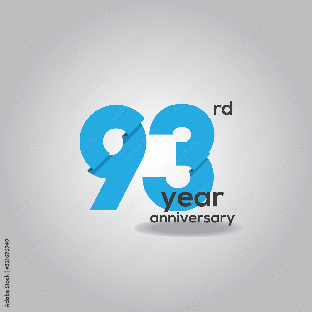 93 Years Anniversary Celebration Blue and White Vector Template Design Illustration 93 Years Anniversary Celebration Blue and White Vector Template Design Illustration