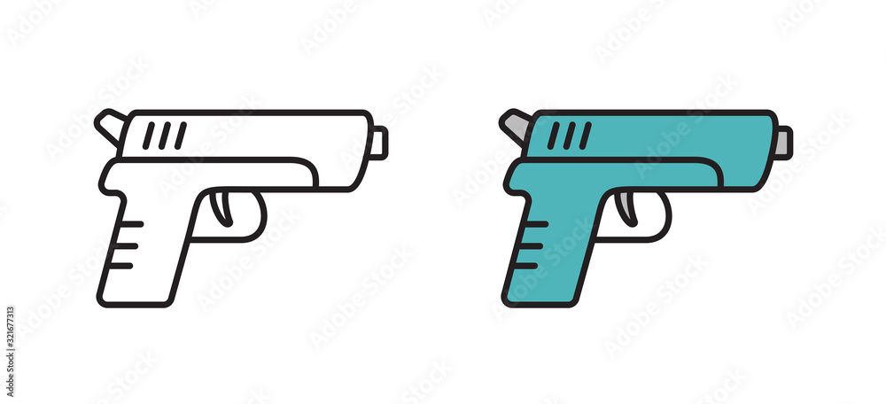 Gun Icon Vector Illustration in a simple style on a white background. Linear symbol for a website or landing page.
