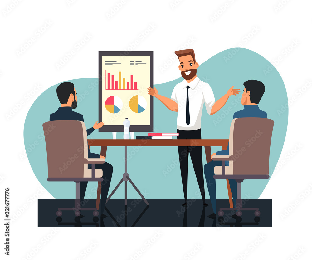 Businessman reporting with analytical results Businessman reporting with analytical results