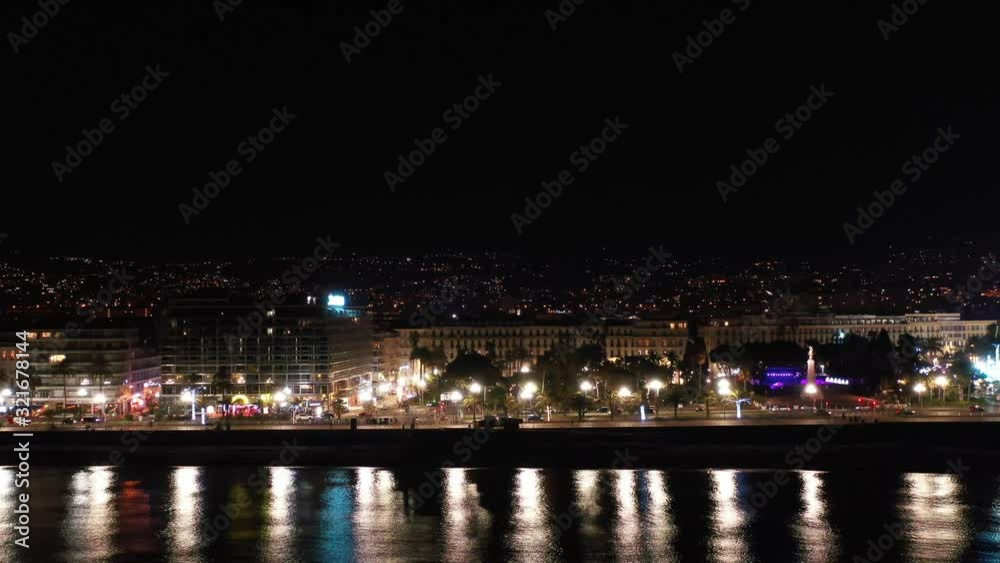 Promenade des Anglais in the Nice city, France at night during Christmas market Promenade des Anglais in the Nice city, France at night during Christmas market