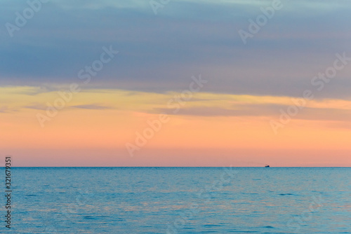 Set of pictures of a fantastic ocean wave in different stages. Cloudy sunrise sky. San Jose del Cabo. Mexico.