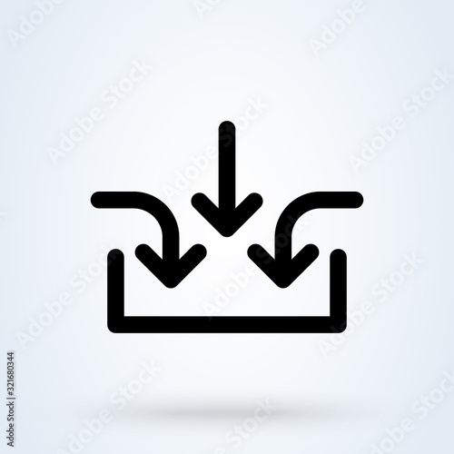 Business multiple inputs icon. Aggregate inputs symbol. Business process illustration.