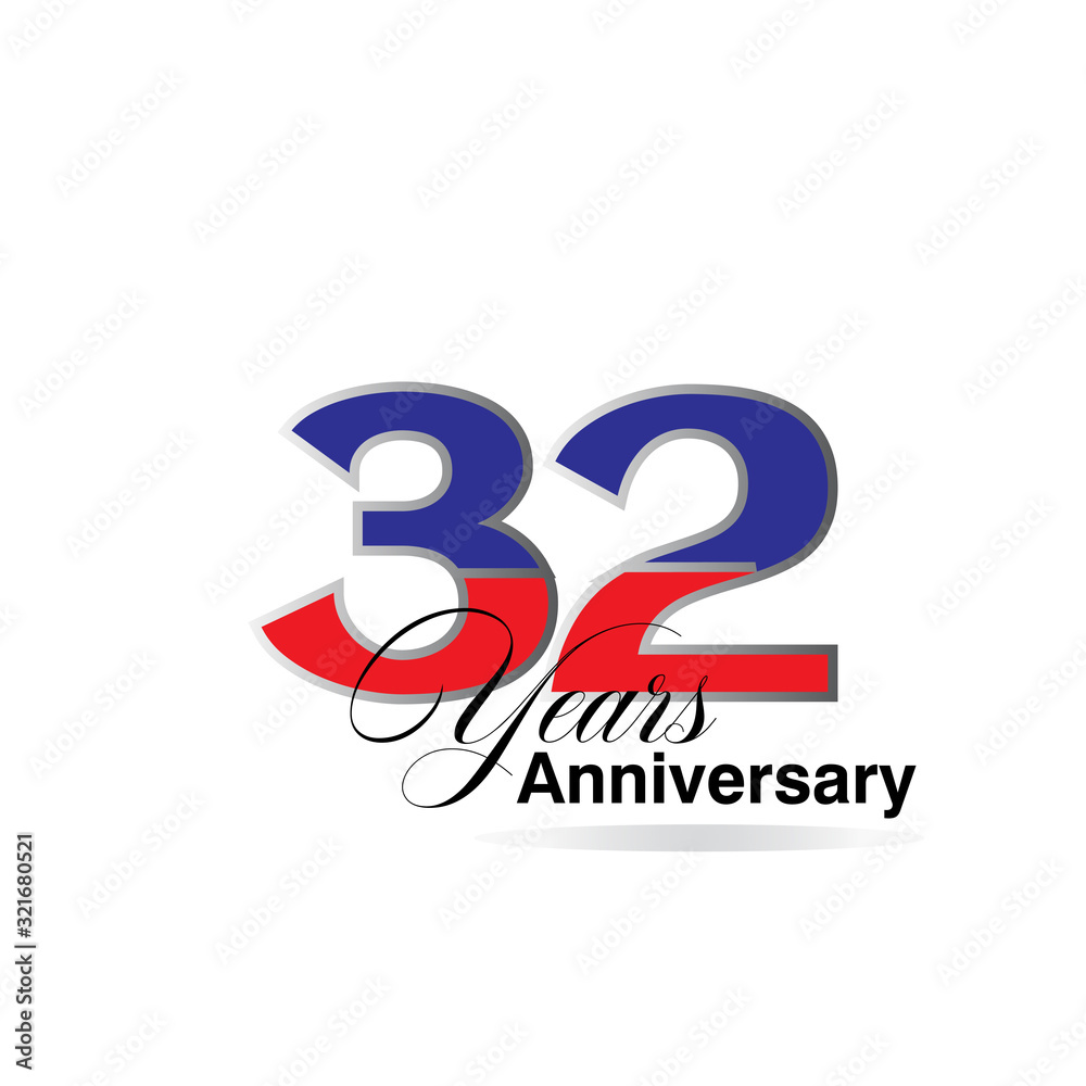 32 Years Anniversary Celebration Red and Blue Vector Template Design Illustration 32 Years Anniversary Celebration Red and Blue Vector Template Design Illustration
