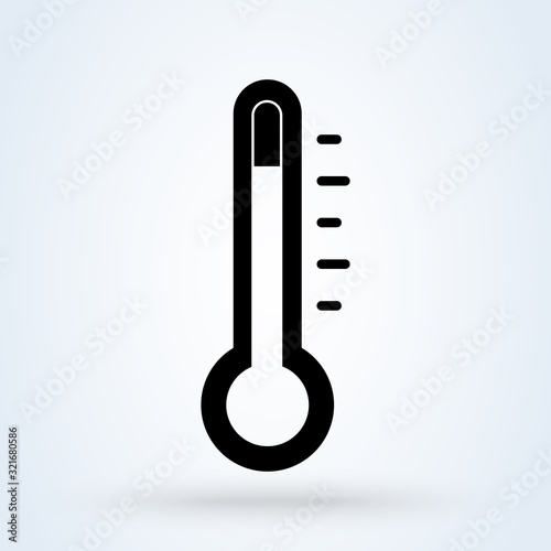 Thermometer icon. High termperature, Fever, Flu symbols. Temperature measurement illustration. photo