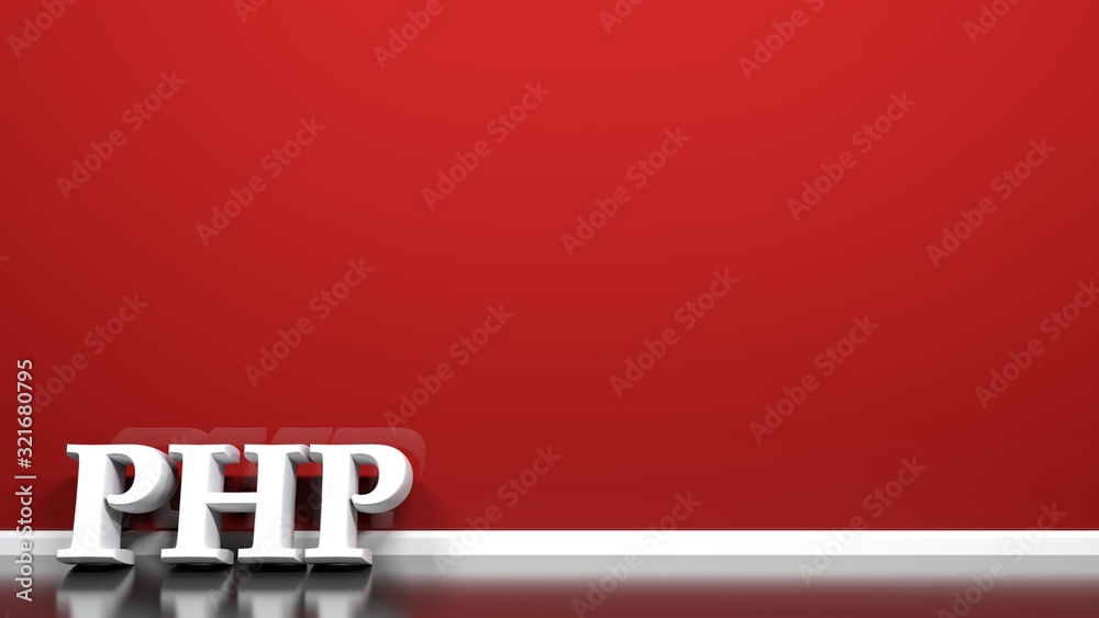 PHP write at red wall - 3D rendering illustration