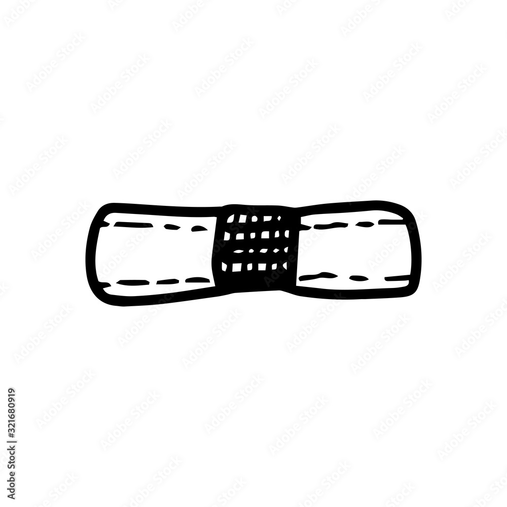 Patch in hand drawn doodle style isolated on white background. Vector stock outline illustration. Single. Sign element. Medical equipment. Patch in hand drawn doodle style isolated on white background. Vector stock outline illustration. Single. Sign element. Medical equipment.