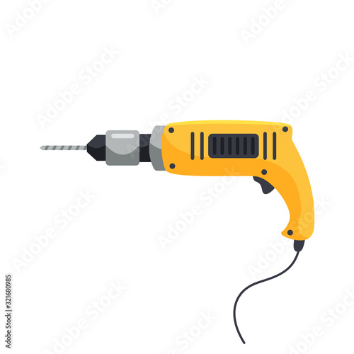 Manual electric yellow drill isolated on white