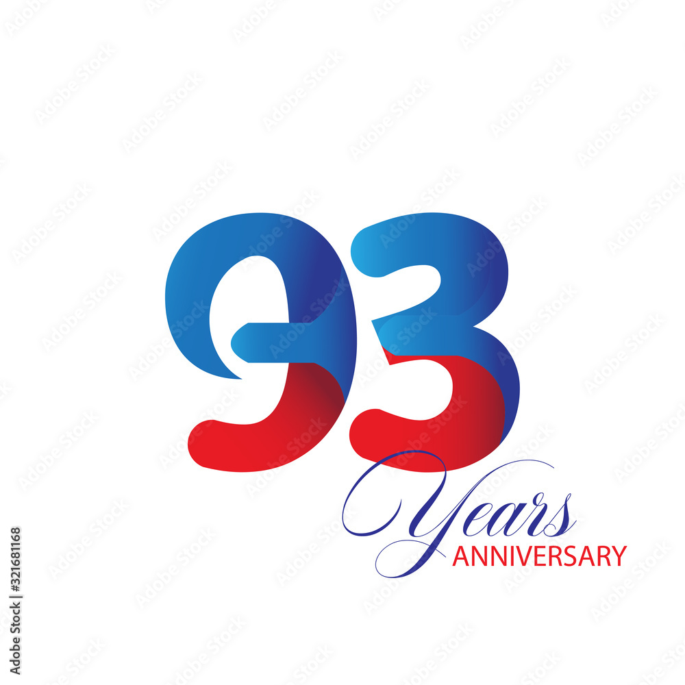 93 Years Anniversary Celebration Red and Blue Vector Template Design Illustration 93 Years Anniversary Celebration Red and Blue Vector Template Design Illustration