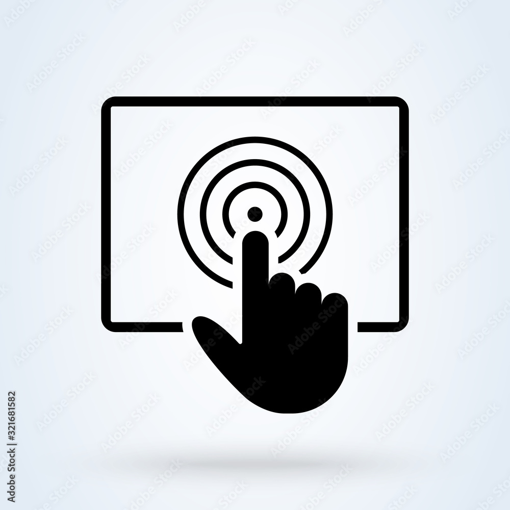 Touchscreen, touch gesture icon. Digital interaction symbol. Finger click, pointer on screen. Touch icon. Touchscreen, touch gesture icon. Digital interaction symbol. Finger click, pointer on screen. Touch icon.