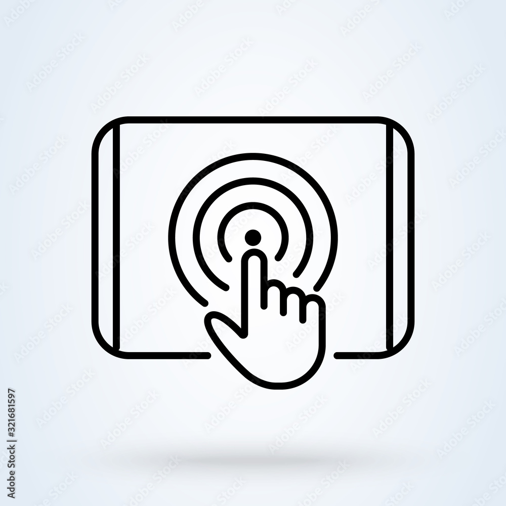 Touchscreen, touch gesture icon. Digital interaction symbol. Finger click, pointer on screen. Touch icon. Touchscreen, touch gesture icon. Digital interaction symbol. Finger click, pointer on screen. Touch icon.