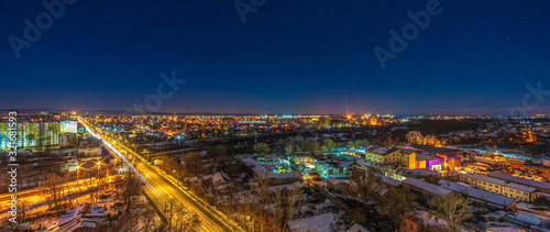 Panorama of the night Ukrainian city from a height