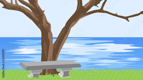 Vector colorful lakeside for wallpaper