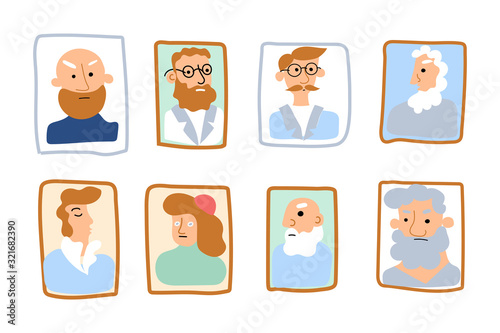 Different teacher photo frame portrait set on wall