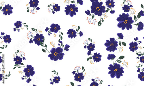 Fashionable cute pattern in nativel flowers. Floral seamless background for textiles, fabrics, covers, wallpapers, print, gift wrapping or any purpose.