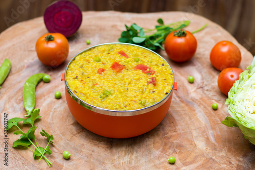 famous Indian food Khichdi is ready to serve photo