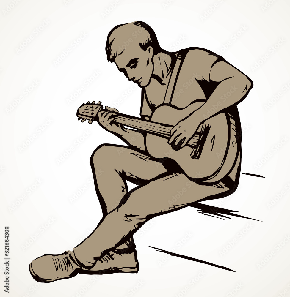 A man plays the guitar. Vector drawing A man plays the guitar. Vector drawing