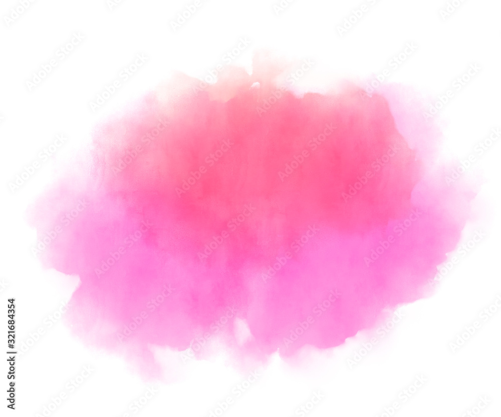 Purple and red watercolor brush splash cloud background. Ethereal delicate backdrop on white background. Digital abstract illustration artwork with copy space.