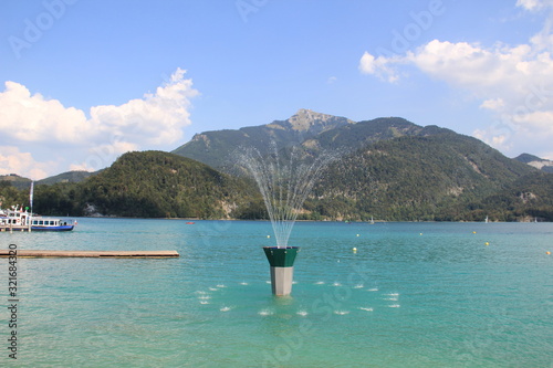fountain on lake