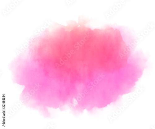 Purple and red watercolor brush splash cloud background. Ethereal delicate backdrop on white background. Digital abstract illustration artwork with copy space.