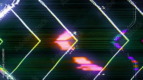Analog retro style visuals with brightness variations, symetrical pattern and fast moving detailed pattern.