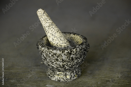 Granite stone mortar and pestle