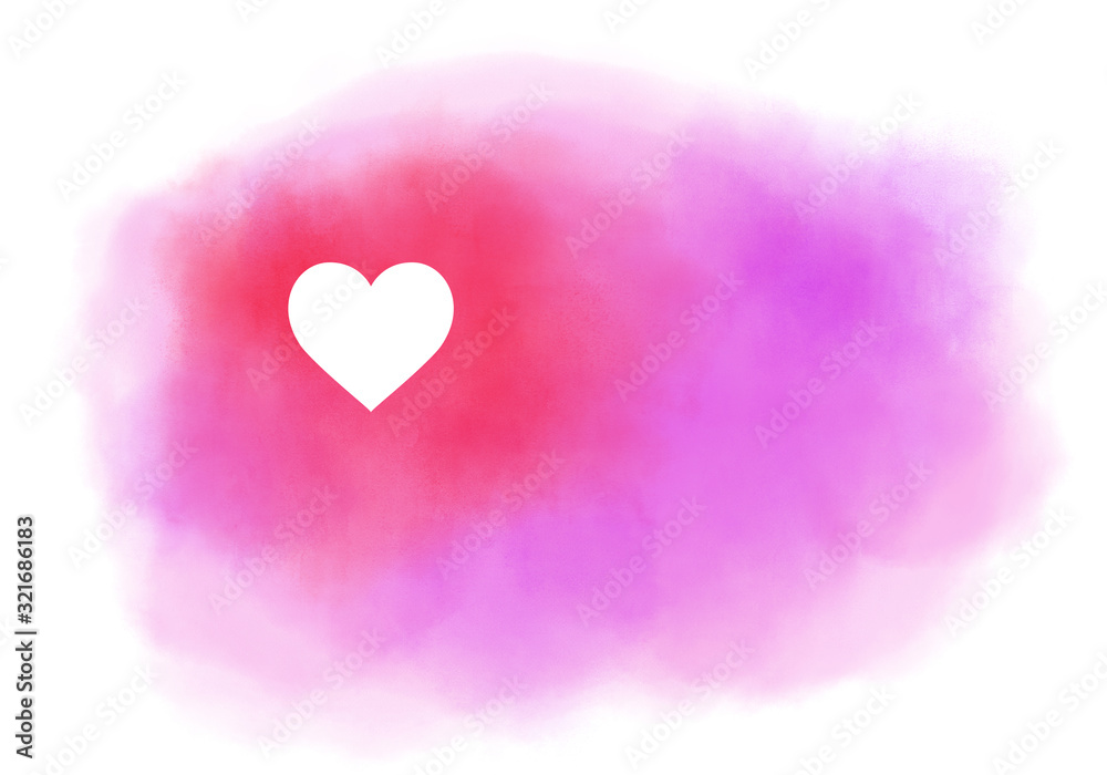 Light pink and red watercolor brush splash cloud with a white heart on white background. Valentine or love concept. Digital abstract illustration artwork with copy space. Light pink and red watercolor brush splash cloud with a white heart on white background. Valentine or love concept. Digital abstract illustration artwork with copy space.