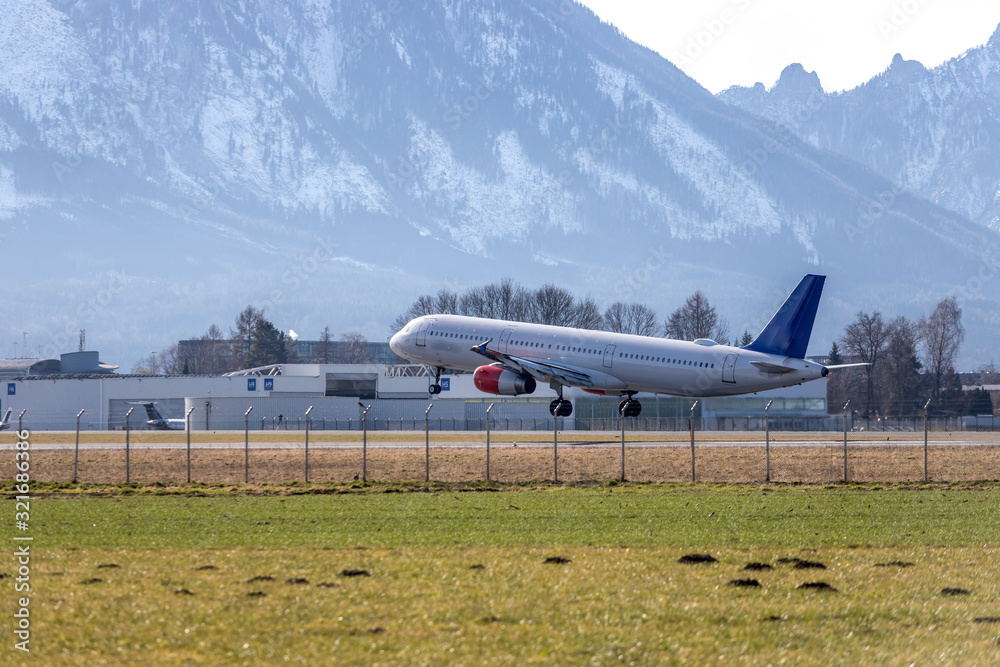 Airplane arrival at the airport. Travel by air, transportation. Airplane arrival at the airport. Travel by air, transportation.