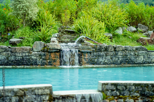 waterfall near pool