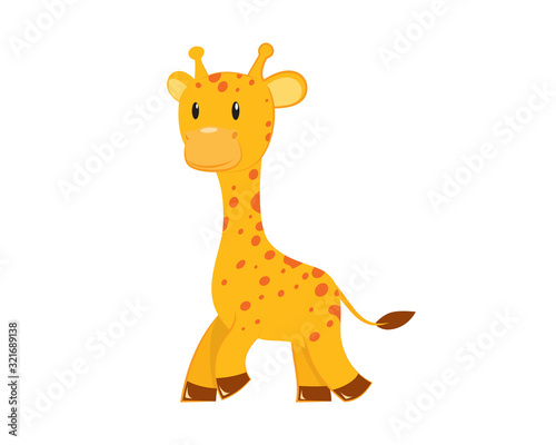 Cute Cartoon Giraffe with Walking Gesture