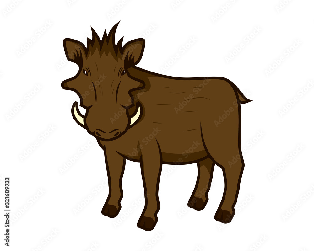 Detailed Wild Boar with Big Horns Illustration Detailed Wild Boar with Big Horns Illustration