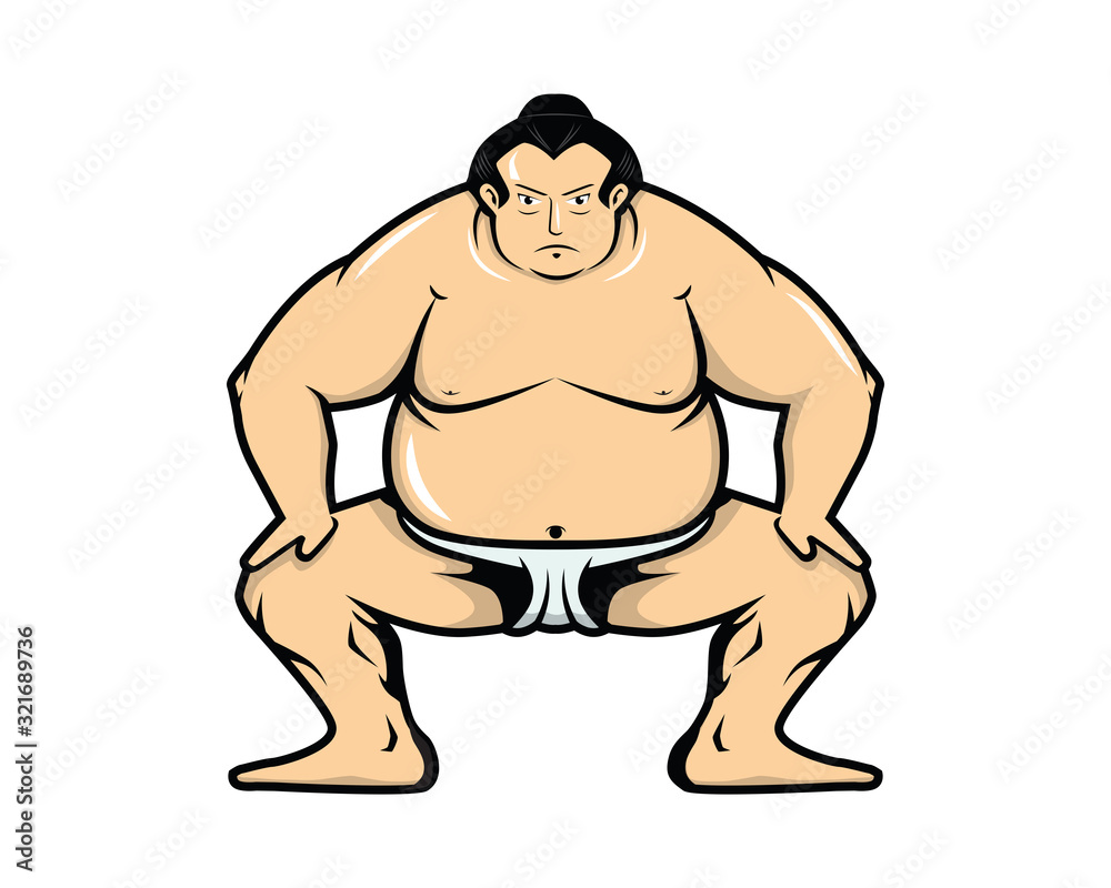 Detailed Sumo with Crouch Stance Gesture Illustration Detailed Sumo with Crouch Stance Gesture Illustration