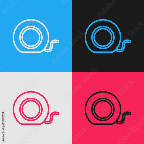 Color line Dental floss icon isolated on color background. Vintage style drawing. Vector Illustration