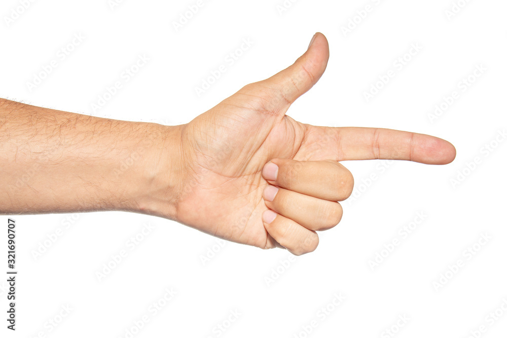 Human hand with point finger pointing out into something. Interface or push button. Human hand with point finger pointing out into something. Interface or push button.