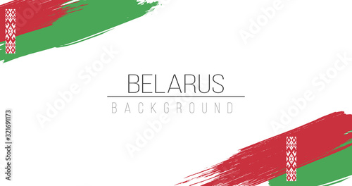 Belarus flag brush style background with stripes. Stock vector illustration isolated on white background.