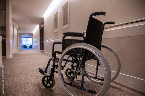 Wheelchair in hallway