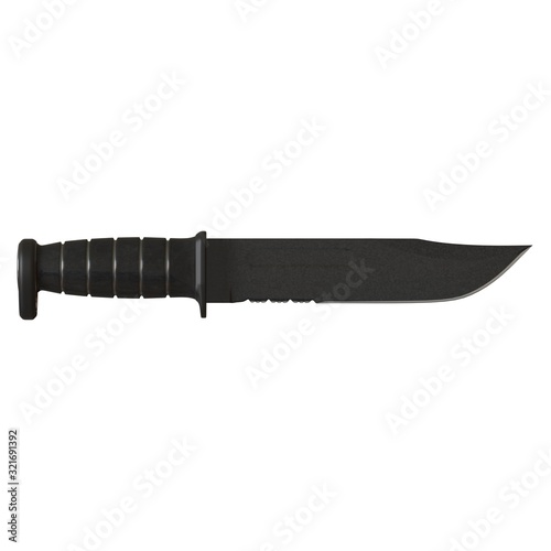 Military combat knife on a white background. Isolate.