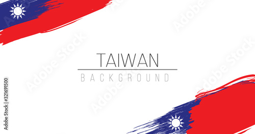 Taiwan flag brush style background with stripes. Stock vector illustration isolated on white background.