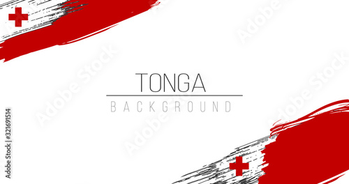 Tonga flag brush style background with stripes. Stock vector illustration isolated on white background.