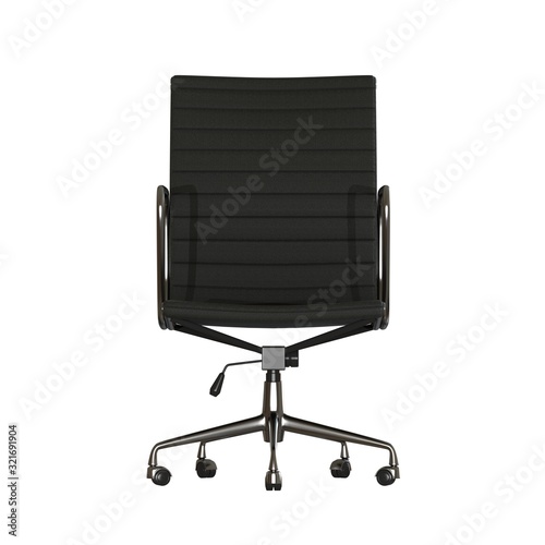 The office chair is black on a white background. Isolate.