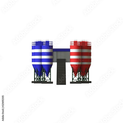Oil storage tanks on a white background. Isolate.