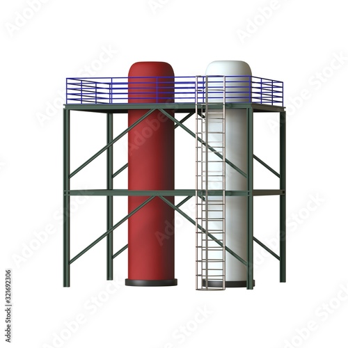 Oil storage tanks on a white background. Isolate.