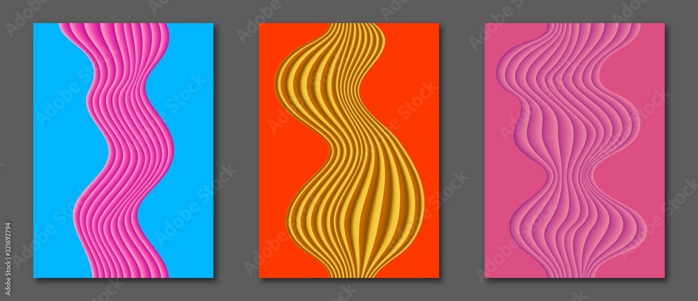 Set of abstract vector templates with colorful smooth shapes.