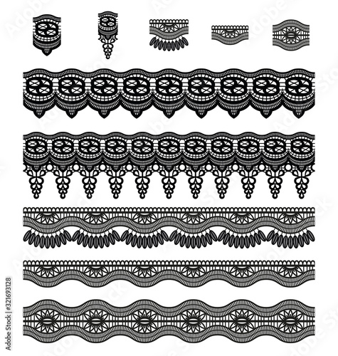 Lace trim border pattern brush & elements