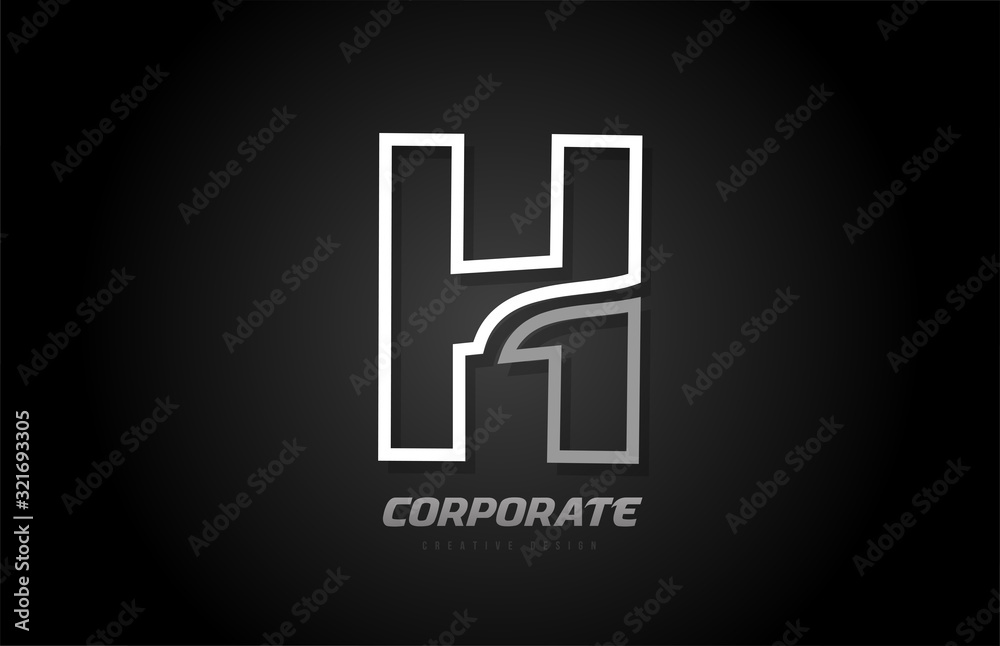 black and white line company business H letter alphabet logo icon design black and white line company business H letter alphabet logo icon design