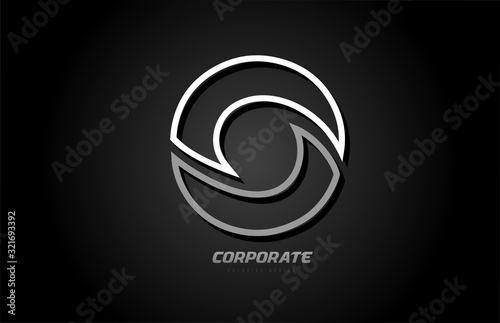 black and white line company business O letter alphabet logo icon design